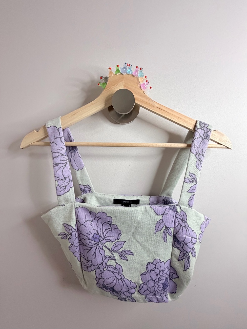 Forever 21 Lavender Floral Cropped Tank Top